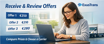 Private person reviewing transport offers from carriers on ExusTrans platform