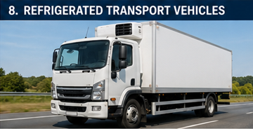 Refrigerated transport truck carrying temperature controlled food products in Europe